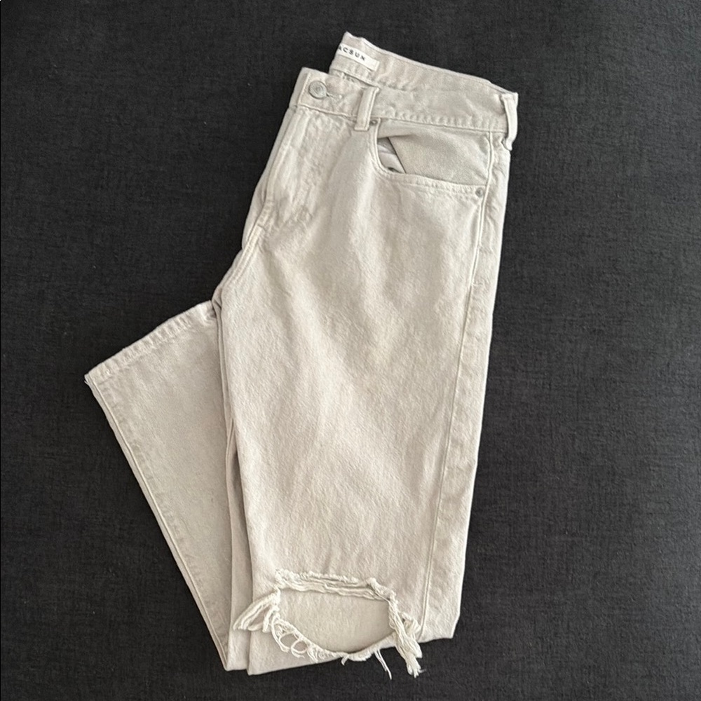 Comfort Slim Taper Men’s Jeans - Cream/Gray